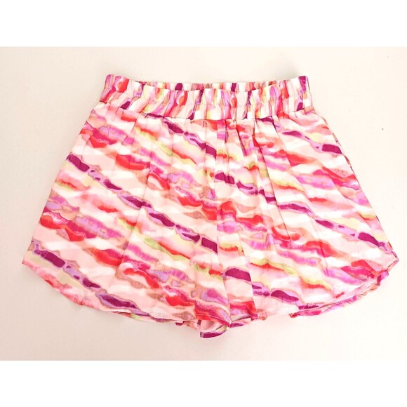 NEW Meet Me In Santorini Pull On Shorts Elastic Waist Bright Swirl Print Sz M - Picture 1 of 5